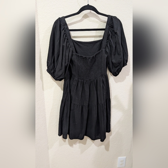 House Of Harlow Cotton Tiered Black Puff Sleeve Dress - Picture 7 of 7